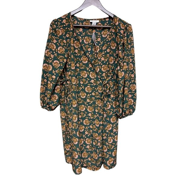 NEW! Topshop Willmor Floral Print Maternity Wrap Dress Green Women's Size 10 - Picture 3 of 11